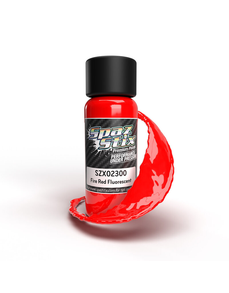 SPAZ STIX SZX02300 FLUORESCENT FIRE RED AIRBRUSH PAINT
