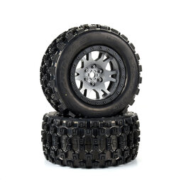 PROLINE RACING PRO1013114 LIMITED EDITION BADLANDS MX43 PRO-LOC F/R MOUNTED 24MM GRAY/BLACK IMPULSE (2) FOR X-MAXX