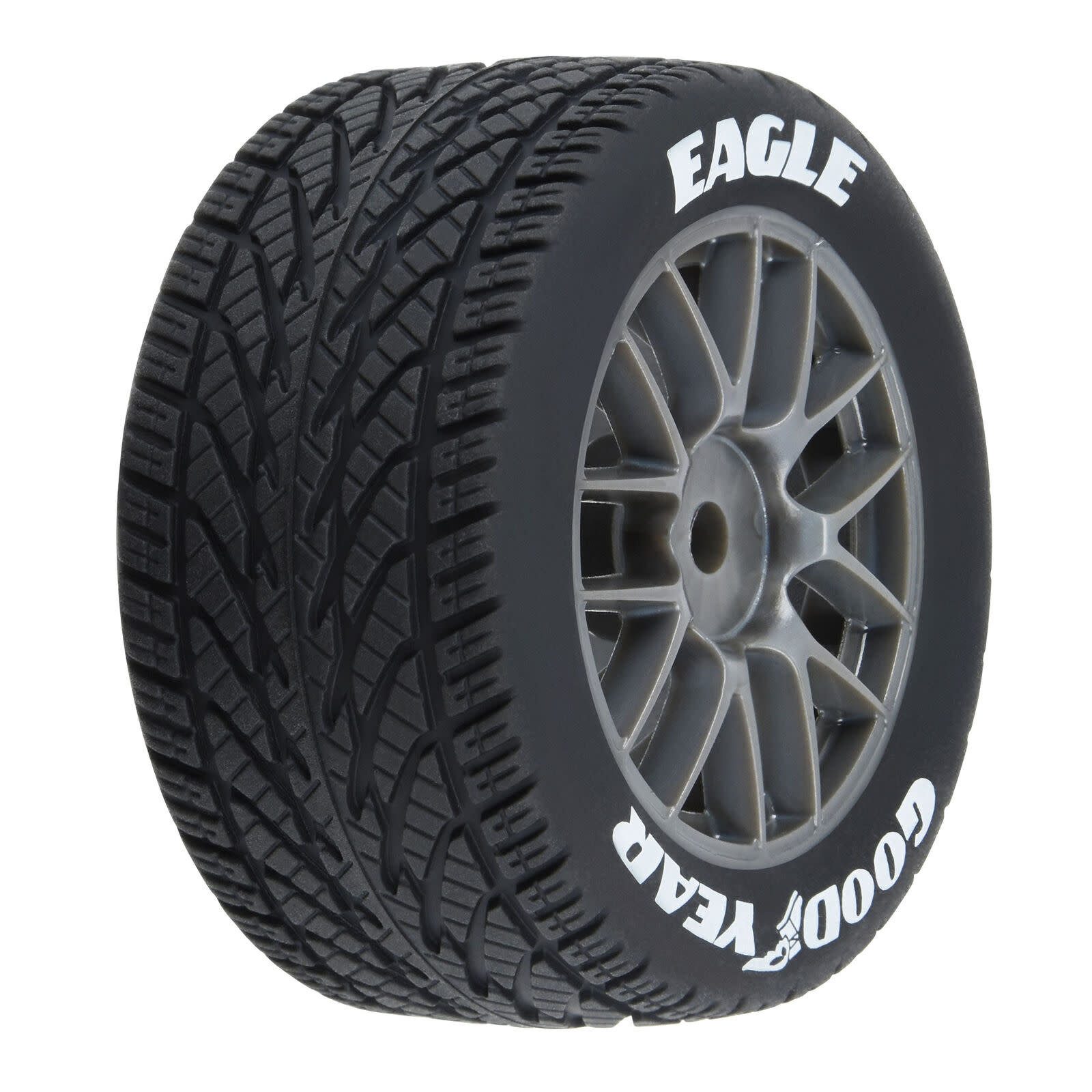 PRO1028310 GOODYEAR EAGLE RAIN TIRE F/R MTD GREY FOR LOSI NASCAR RACE CAR (4)