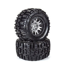 PROLINE RACING PRO1015114 LIMITED EDITION TRENCHER PRO-LOC F/R MOUNTED 24MM GRAY/BLACK IMPULSE (2) FOR X-MAXX