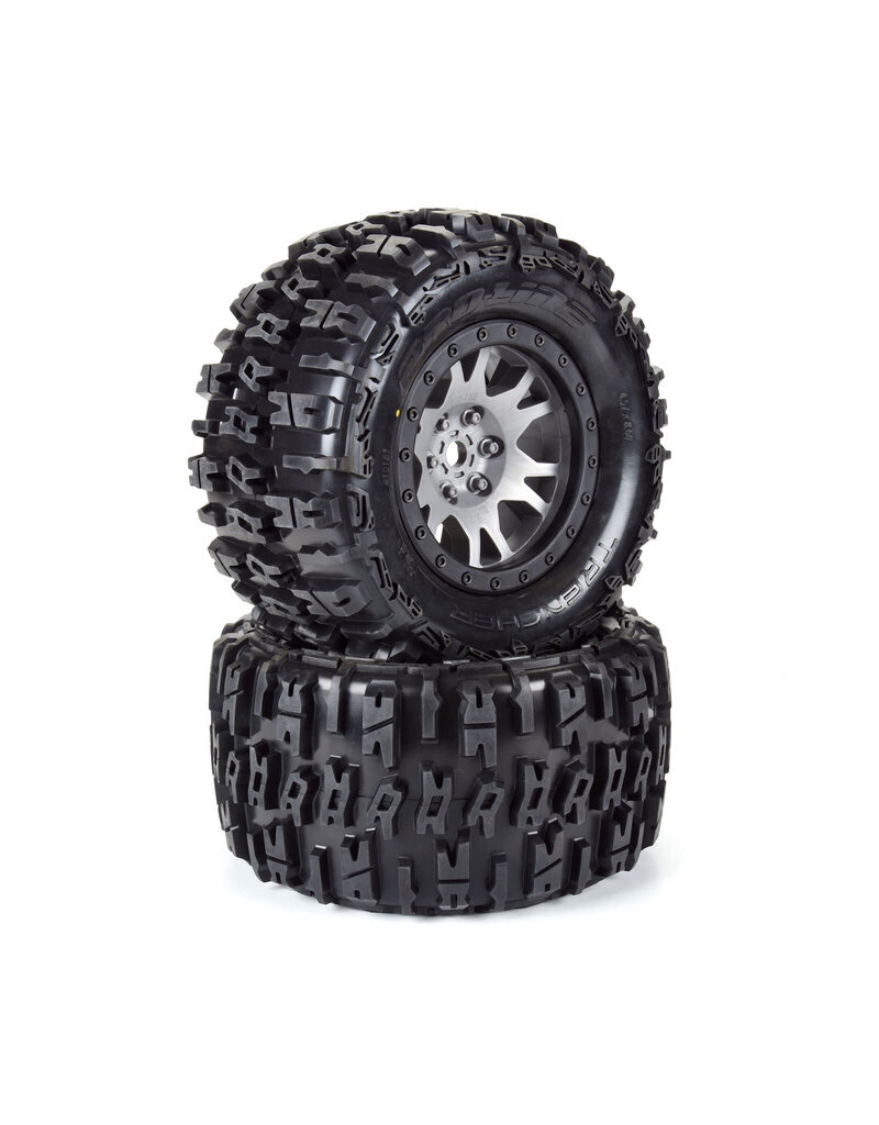 PROLINE RACING PRO1015114 LIMITED EDITION TRENCHER PRO-LOC F/R MOUNTED 24MM GRAY/BLACK IMPULSE (2) FOR X-MAXX