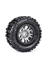 PROLINE RACING PRO1015114 LIMITED EDITION TRENCHER PRO-LOC F/R MOUNTED 24MM GRAY/BLACK IMPULSE (2) FOR X-MAXX