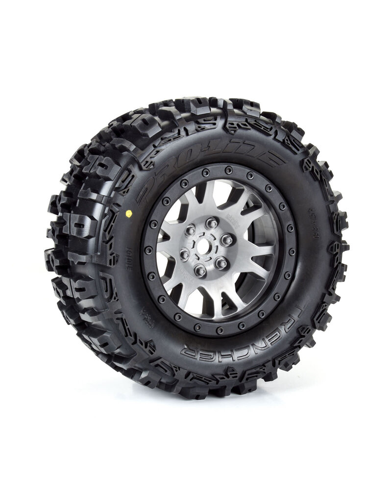 PROLINE RACING PRO1015114 LIMITED EDITION TRENCHER PRO-LOC F/R MOUNTED 24MM GRAY/BLACK IMPULSE (2) FOR X-MAXX