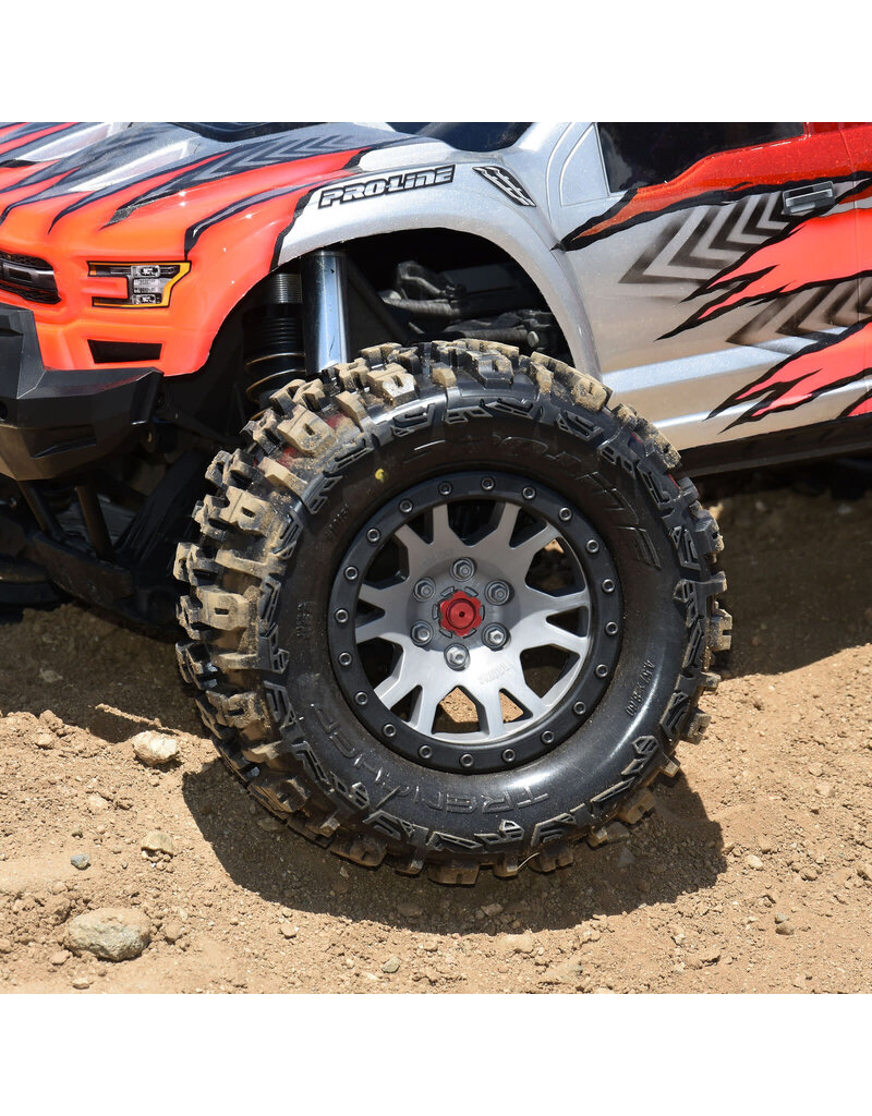 PROLINE RACING PRO1015114 LIMITED EDITION TRENCHER PRO-LOC F/R MOUNTED 24MM GRAY/BLACK IMPULSE (2) FOR X-MAXX