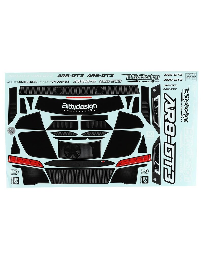 BITTYDESIGN BDYGT8-R8LWH AR8-GT3 HD 1/8 ON-ROAD GT BODY (CLEAR) (360MM WHEELBASE) (1.5MM)