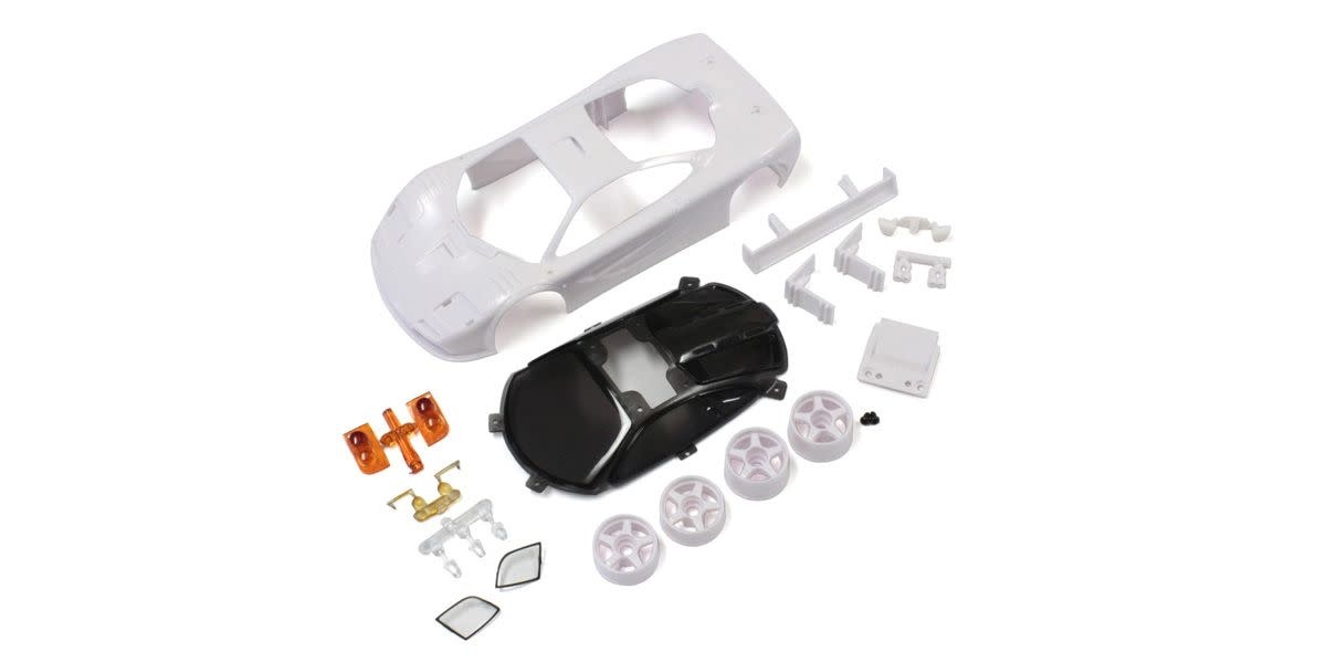 KYOMZN181 MCLAREN F1 LM WHITE BODY SET W/ RIMS RWD