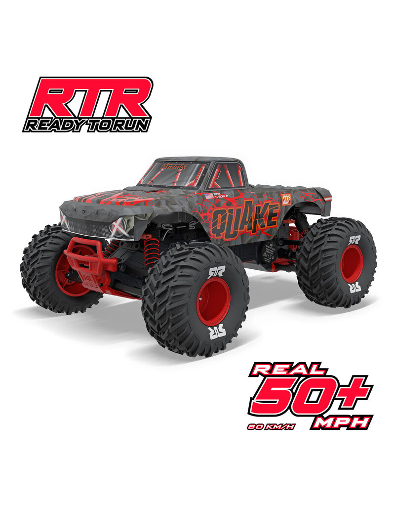 ARRMA ARA3537T1 1/10 QUAKE 223S 2WD RTR BRUSHLESS MONSTER TRUCK, RED