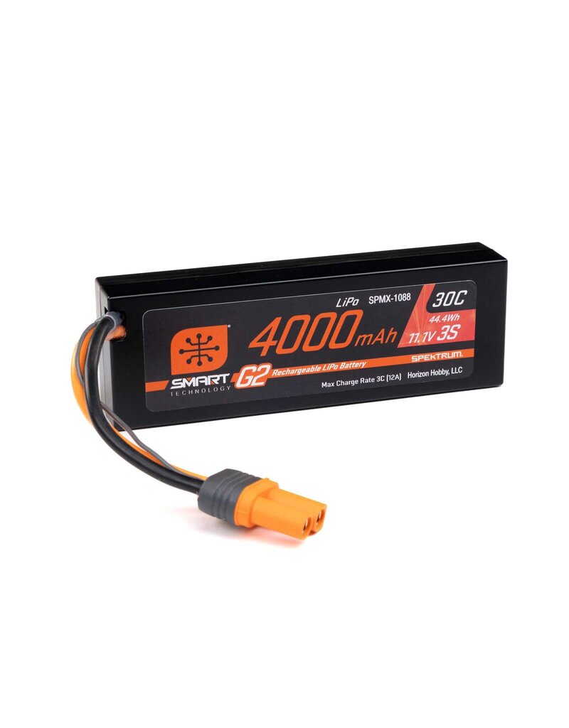 SPEKTRUM SPMX-1088 3S LIPO 11.1V 4000MAH 30C SMART  G2 HARD CASE: IC5