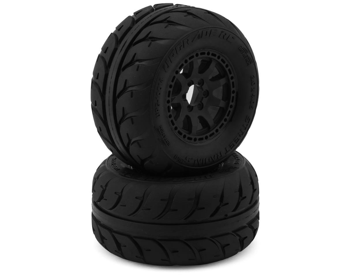 UPG-10014 STREET RADIALS 2.2" PRE-MOUNTED ON-ROAD TIRES FOR TRAXXAS® MINI MAXX® & MINI XRT® (2) W/12MM NARROW, 12MM WIDE, & 14MM HEXES (2)