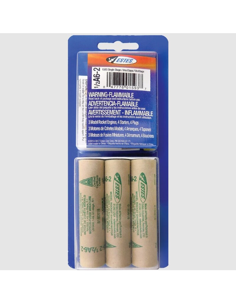 ESTES EST10016 1/2A6-2 MODEL ROCKET ENGINES, (3PK)