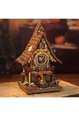 ROBOTIME ROELC901C CUCKOO CLOCK, STAINED WOOD, MECHANICAL 3D WOODEN PUZZLE