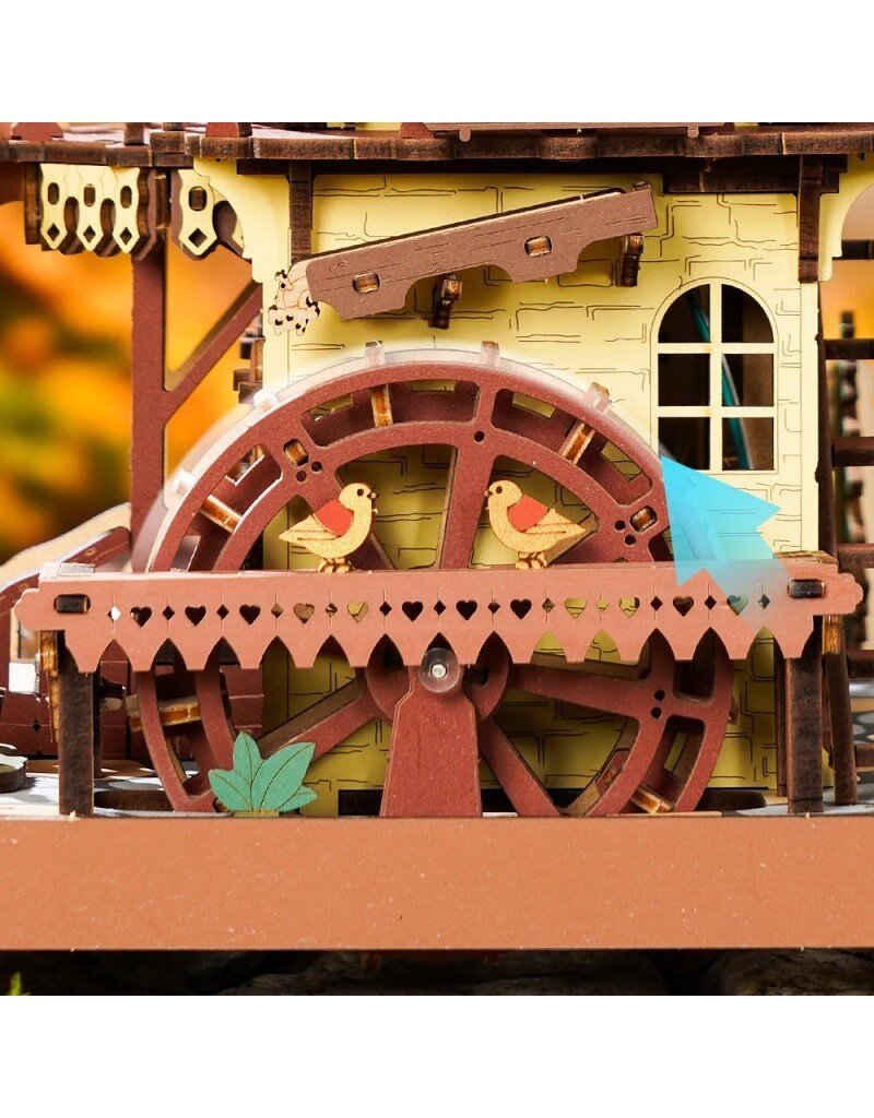 ROBOTIME ROELC901C CUCKOO CLOCK, STAINED WOOD, MECHANICAL 3D WOODEN PUZZLE