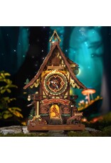 ROBOTIME ROELC901C CUCKOO CLOCK, STAINED WOOD, MECHANICAL 3D WOODEN PUZZLE