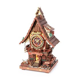 ROBOTIME ROELC901C CUCKOO CLOCK, STAINED WOOD, MECHANICAL 3D WOODEN PUZZLE
