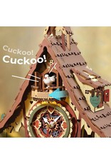 ROBOTIME ROELC901C CUCKOO CLOCK, STAINED WOOD, MECHANICAL 3D WOODEN PUZZLE