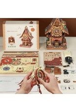 ROBOTIME ROELC901C CUCKOO CLOCK, STAINED WOOD, MECHANICAL 3D WOODEN PUZZLE