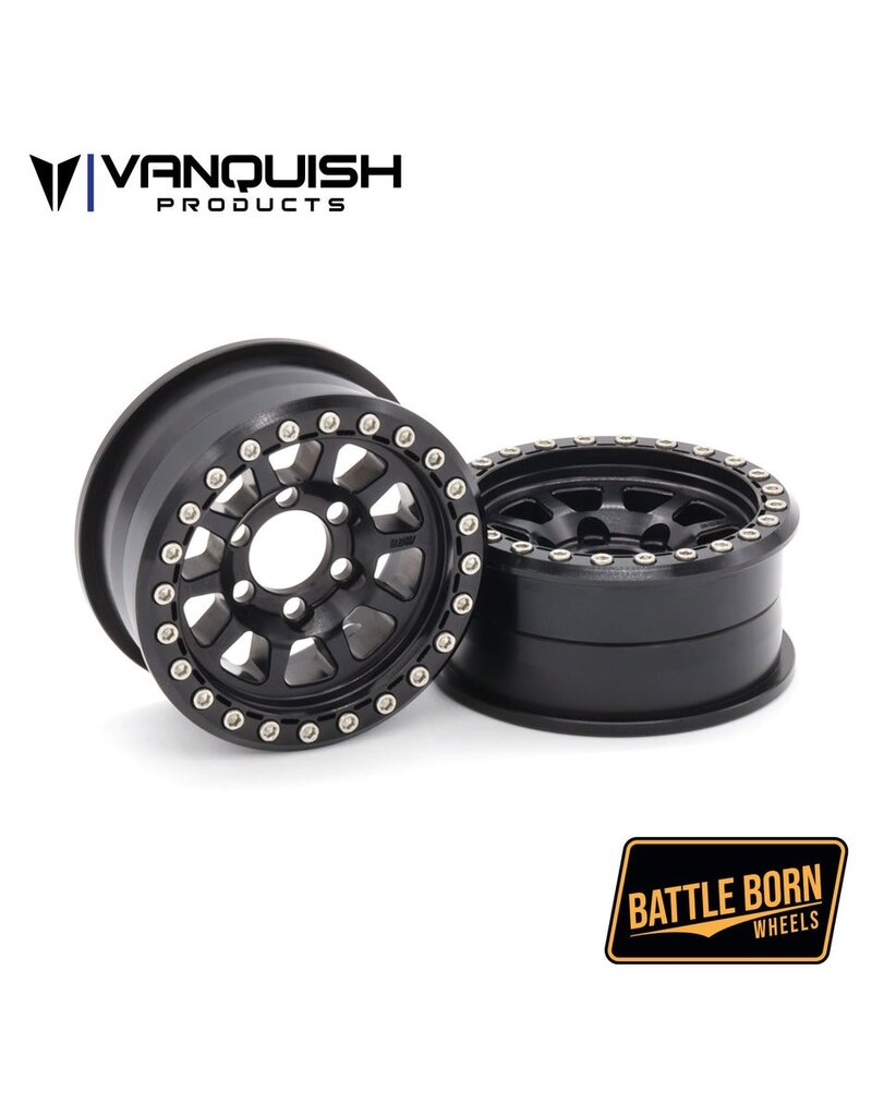 VANQUISH VPS08140 1.9 BATTLE BORN SIERRA ALUMINUM BEADLOCK WHEELS: BLACK (2)