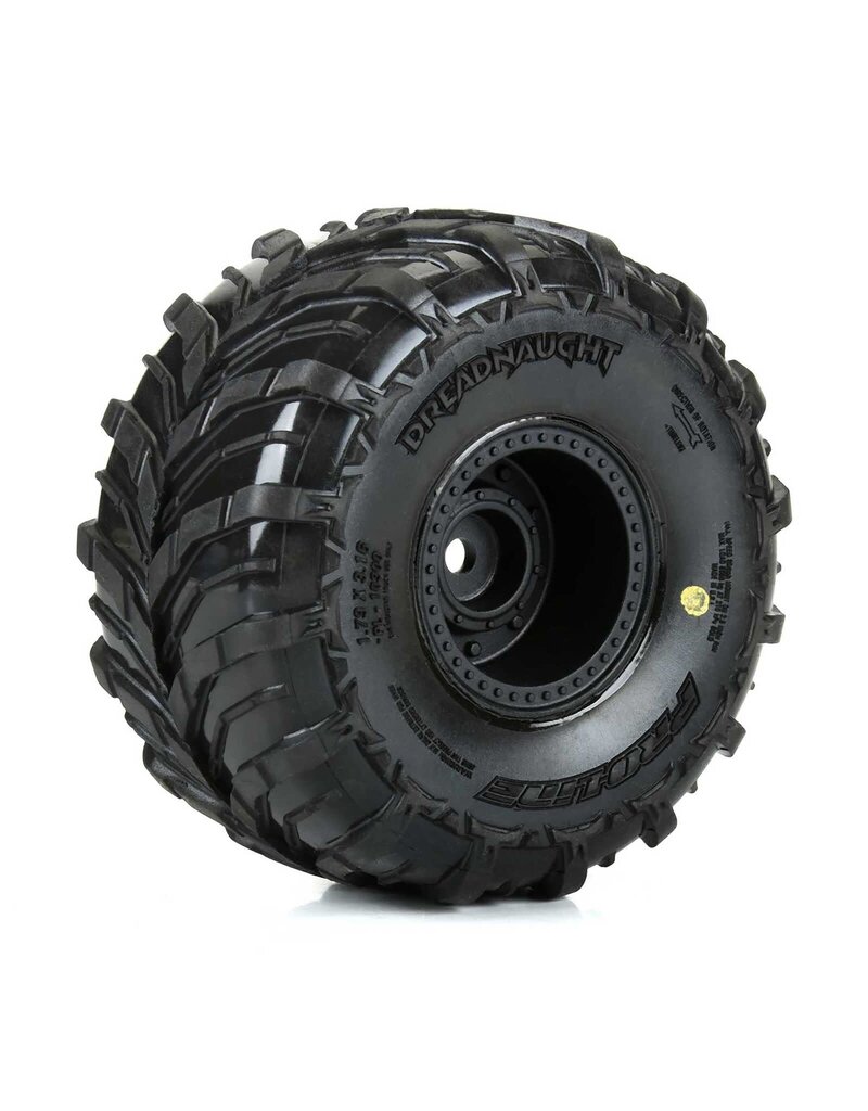 PROLINE RACING PRO1030010 DREADNAUGHT MOUNTED BLACK WHEEL F/R (4) FOR ARRMA GORGON/QUAKE GROM