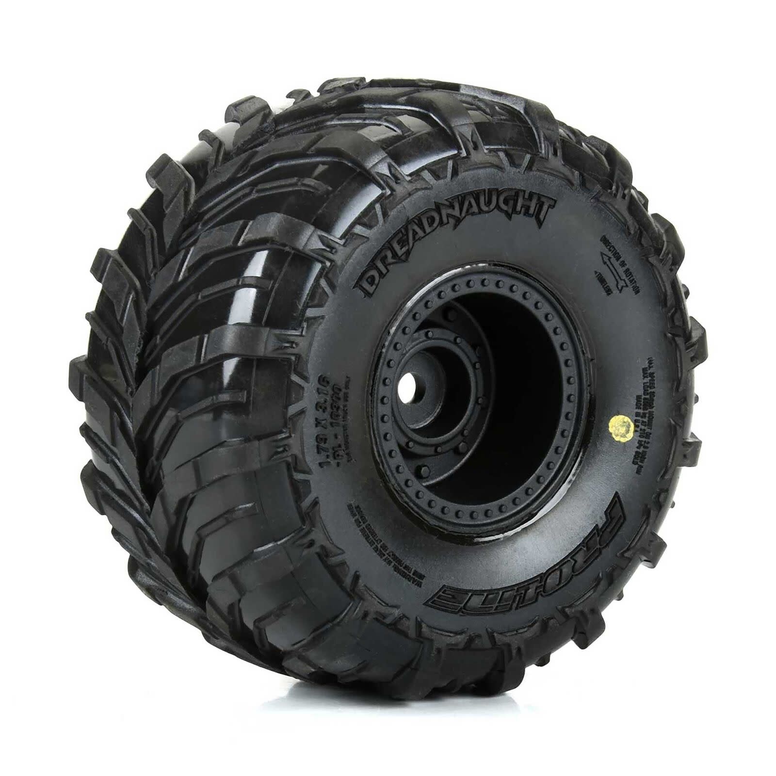 PRO1030010 DREADNAUGHT MOUNTED BLACK WHEEL F/R (4) FOR ARRMA GORGON/QUAKE GROM