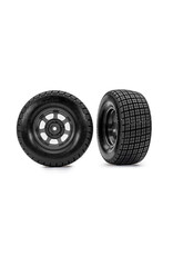 TRAXXAS TRA10473 DIRT OVAL GRAY FRONT WHEELS W/ HOOSIER TIRES (2)