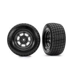 TRAXXAS TRA10473 DIRT OVAL GRAY FRONT WHEELS W/ HOOSIER TIRES (2)