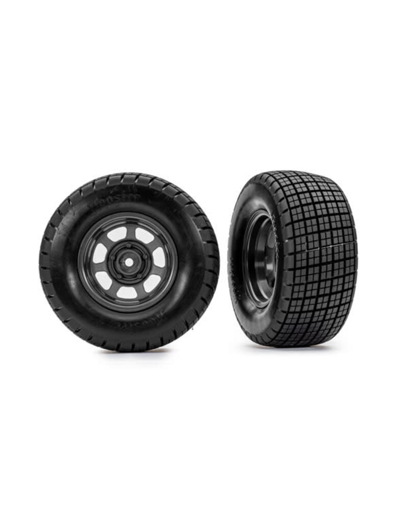 TRAXXAS TRA10473 DIRT OVAL GRAY FRONT WHEELS W/ HOOSIER TIRES (2)