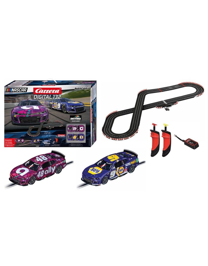CARRERA CCN30042 DIGITAL 132 NASCAR DAYTONA CHALLENGE 1/32 SLOT CAR RACING TRACK SET W/TWO NASCAR CAMARO NEXTGEN ZL1 CARS