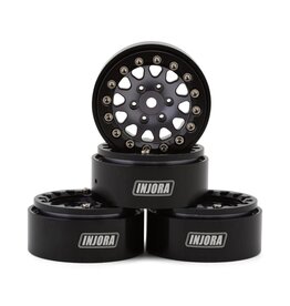 INJORA INJYQW-1311BG 1.3" D-SLOT ALUMINUM MICRO CRAWLER BEADLOCK WHEELS (27G EA) (GREY/BLACK) (4)