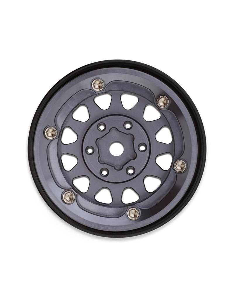 INJORA INJYQW-1311BG 1.3" D-SLOT ALUMINUM MICRO CRAWLER BEADLOCK WHEELS (27G EA) (GREY/BLACK) (4)
