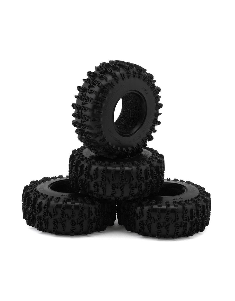 INJORA INJYQT-1320-1370GN 1.3" CLING ON MICRO ROCK CRAWLER TIRES COMBO (4) (70MM OD) (S5) W/SOFT SILICONE RUBBER INSERTS