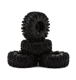 INJORA INJYQW-1305BK-1319 1.3" DEEP DISH ALUMINUM MICRO CRAWLER BEADLOCK WHEELS W/SWAMP CLAW TIRES (S5) (BLACK) (4) (28G EA) (70MM OD)