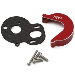 NEXX RACING NX-482-R LOSI MICRO-B CARBON MOTOR PLATE & ALUMINIUM GEARBOX COVER SET (RED) (BRUSHLESS CONVERSION)