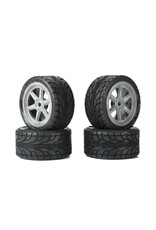 PROLINE RACING PRO1030810 AVENGER F/R STREET TIRE MOUNTED ON OVERDRIVE GRAY WHEEL 8MM HEX (4) FOR LOSI RACE CAR