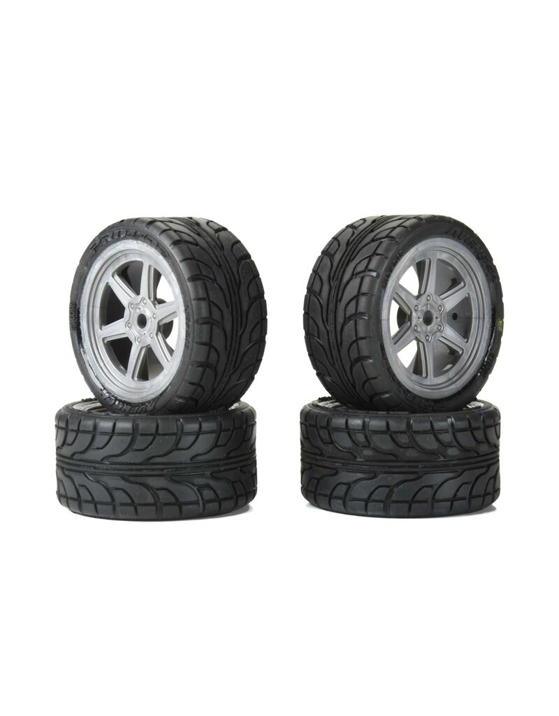 PROLINE RACING PRO1030810 AVENGER F/R STREET TIRE MOUNTED ON OVERDRIVE GRAY WHEEL 8MM HEX (4) FOR LOSI RACE CAR