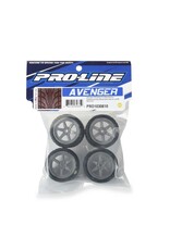 PROLINE RACING PRO1030810 AVENGER F/R STREET TIRE MOUNTED ON OVERDRIVE GRAY WHEEL 8MM HEX (4) FOR LOSI RACE CAR