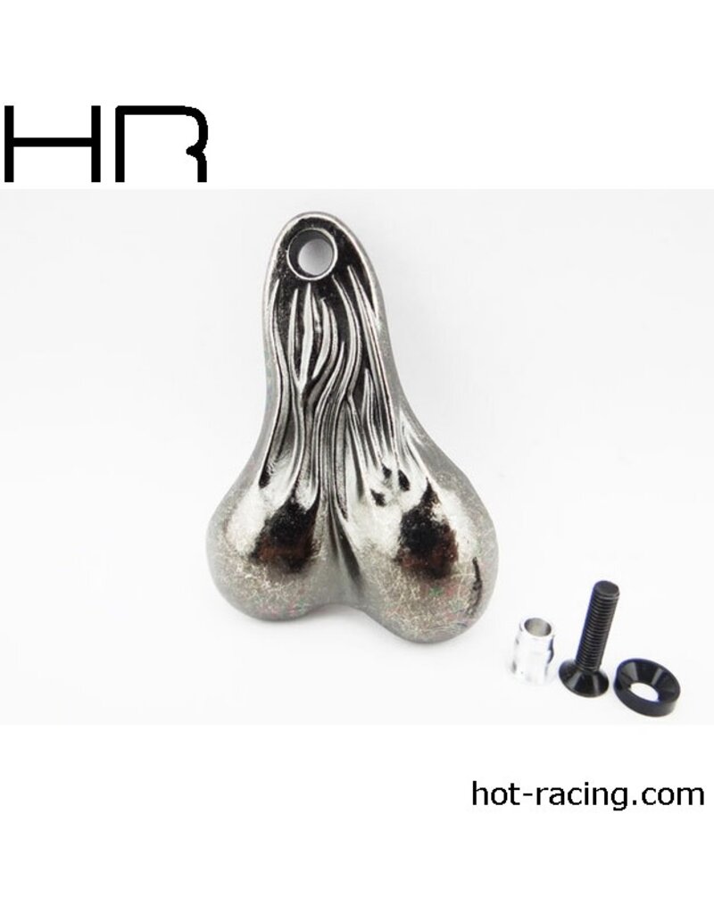 HOT RACING HRAACC6901 METAL DANGLER BALLS TRUCK NUTS: BLACK CHROME