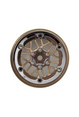 INJORA INJYQW-MW1308SR 1.3" MODUWHEEL BRASS & ALUMINUM MICRO ROCK CRAWLER BEADLOCK WHEELS (43G EA) (GOLD/CHROME) (4)