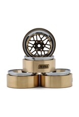 INJORA INJYQW-MW1308SR 1.3" MODUWHEEL BRASS & ALUMINUM MICRO ROCK CRAWLER BEADLOCK WHEELS (43G EA) (GOLD/CHROME) (4)