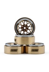 INJORA INJYQW-MW1307SR 1.3" MODUWHEEL BRASS & ALUMINUM MICRO ROCK CRAWLER BEADLOCK WHEELS (43G EA) (BRONZE/CHROME) (4)