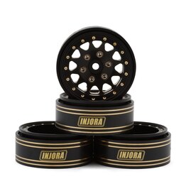 INJORA INJYQW-1301BGD 1.3" D-SLOT BRASS MICRO ROCK CRAWLER BEADLOCK WHEELS (68G EA) (BLACK) (4)
