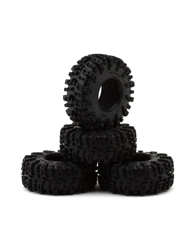 INJORA INJYQT-1319-1370GN 1.3" SWAMP CLAW M/T MICRO ROCK CRAWLER TIRES COMBO (4) (70MM OD) (S5) W/SOFT SILICONE RUBBER INSERTS