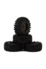 INJORA INJYQW-1301BGD-1319 1.3" DEEP DISH BRASS MICRO CRAWLER BEADLOCK WHEELS W/SWAMP CLAW TIRES (S5) (BLACK) (4) (68G EA) (70MM OD)