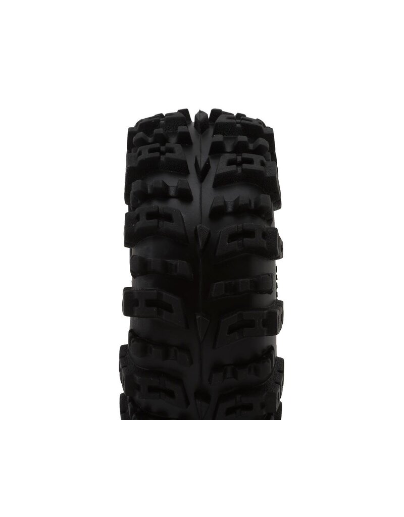 INJORA INJYQW-1301BGD-1319 1.3" DEEP DISH BRASS MICRO CRAWLER BEADLOCK WHEELS W/SWAMP CLAW TIRES (S5) (BLACK) (4) (68G EA) (70MM OD)