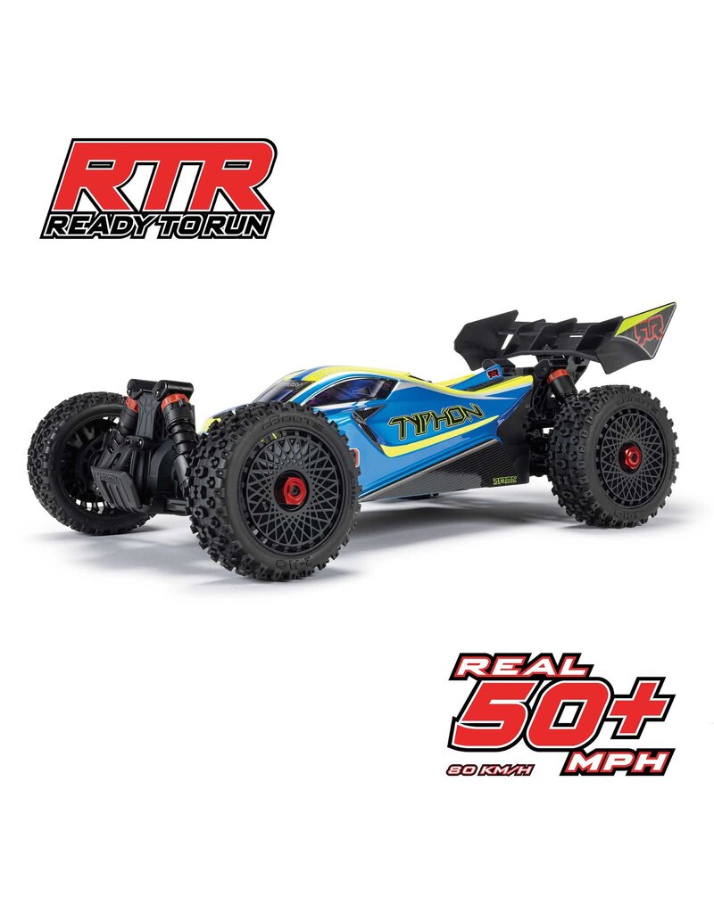 ARRMA ARA4306V4T4 1/8 TYPHON 223S DSC 4X4 RTR BRUSHLESS BUGGY, BLUE