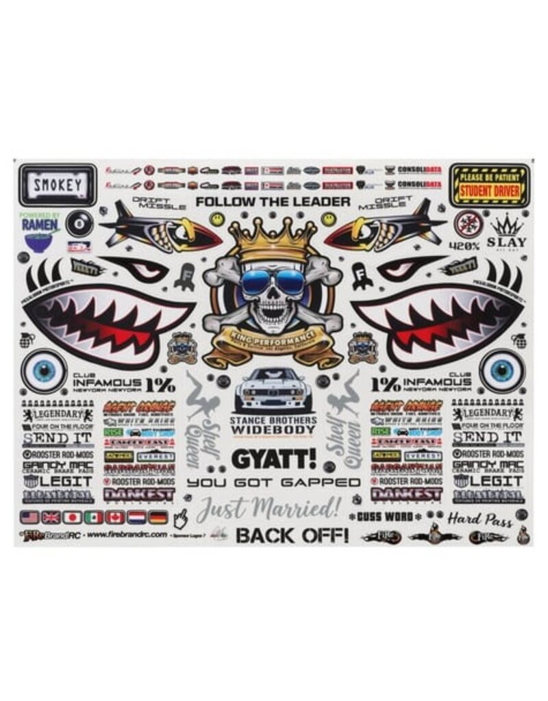 FIRE BRAND RC FBR1SCLDTL533 SPONSOR LOGOS 7 DECAL SHEET (8.5X11")