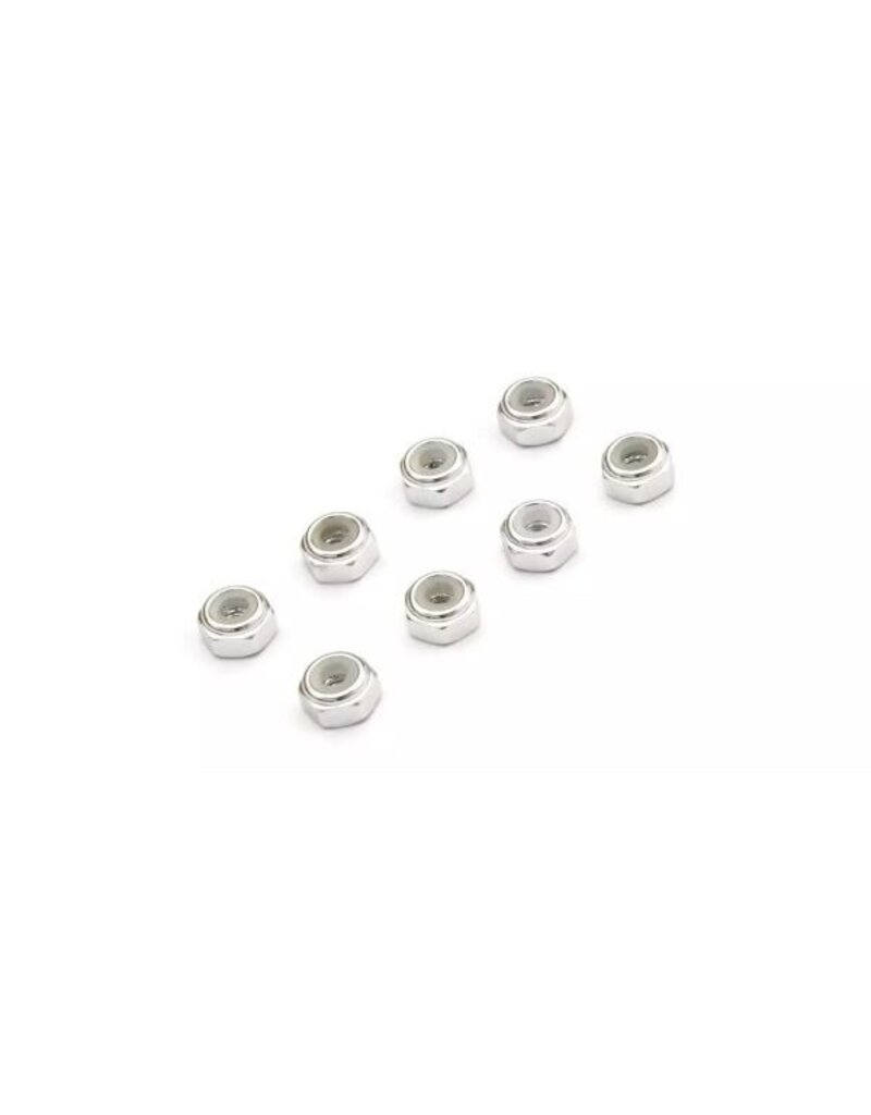 KYOSHO KYOMZW128S 2MM ALUMINUM NYLON NUTS: SILVER (8)