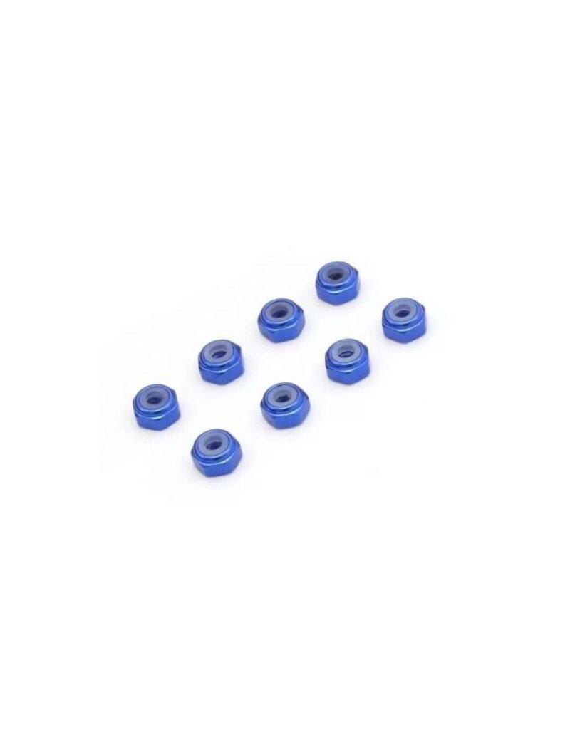 KYOSHO KYOMZW128BL 2MM ALUMINUM NYLON NUTS: BLUE (8)