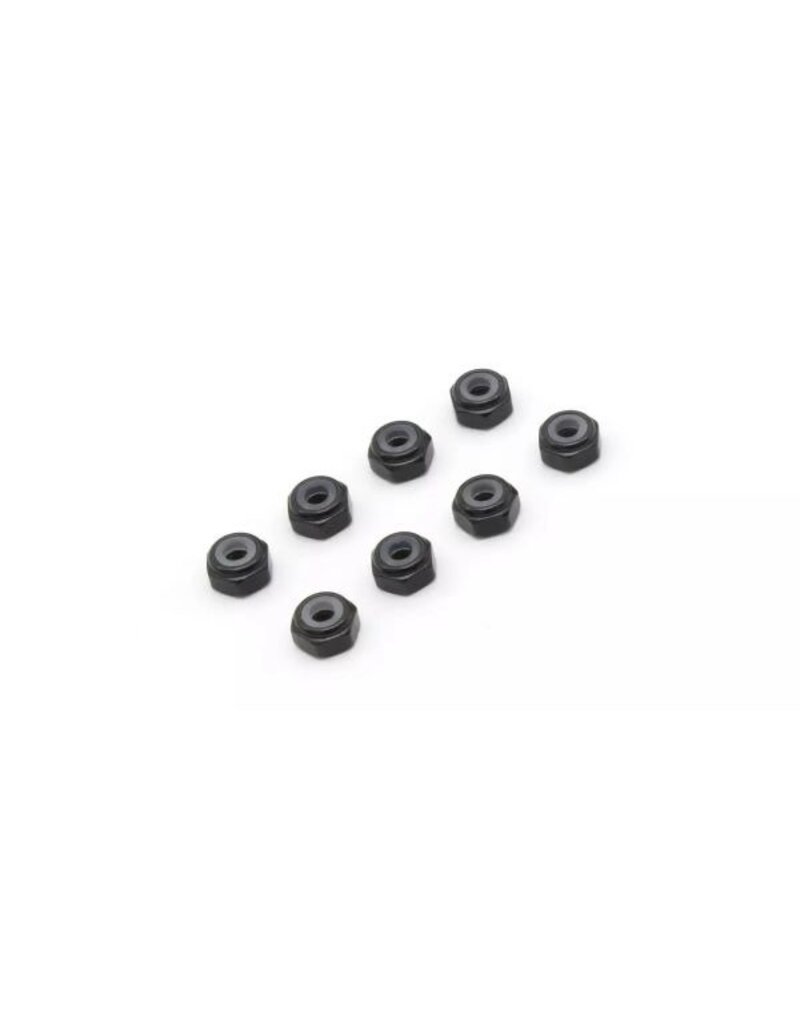 KYOSHO KYOMZW128BK 2MM ALUMINUM NYLON NUTS: BLACK (8)