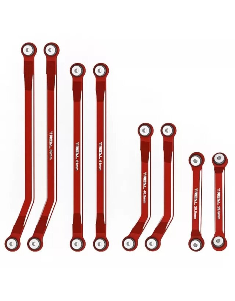 TREAL TRLX003AGWO5V SCX24 HIGH CLEARENCE LINKS FOR DEADBOLT BETTY 4 LINK DESIGN RED