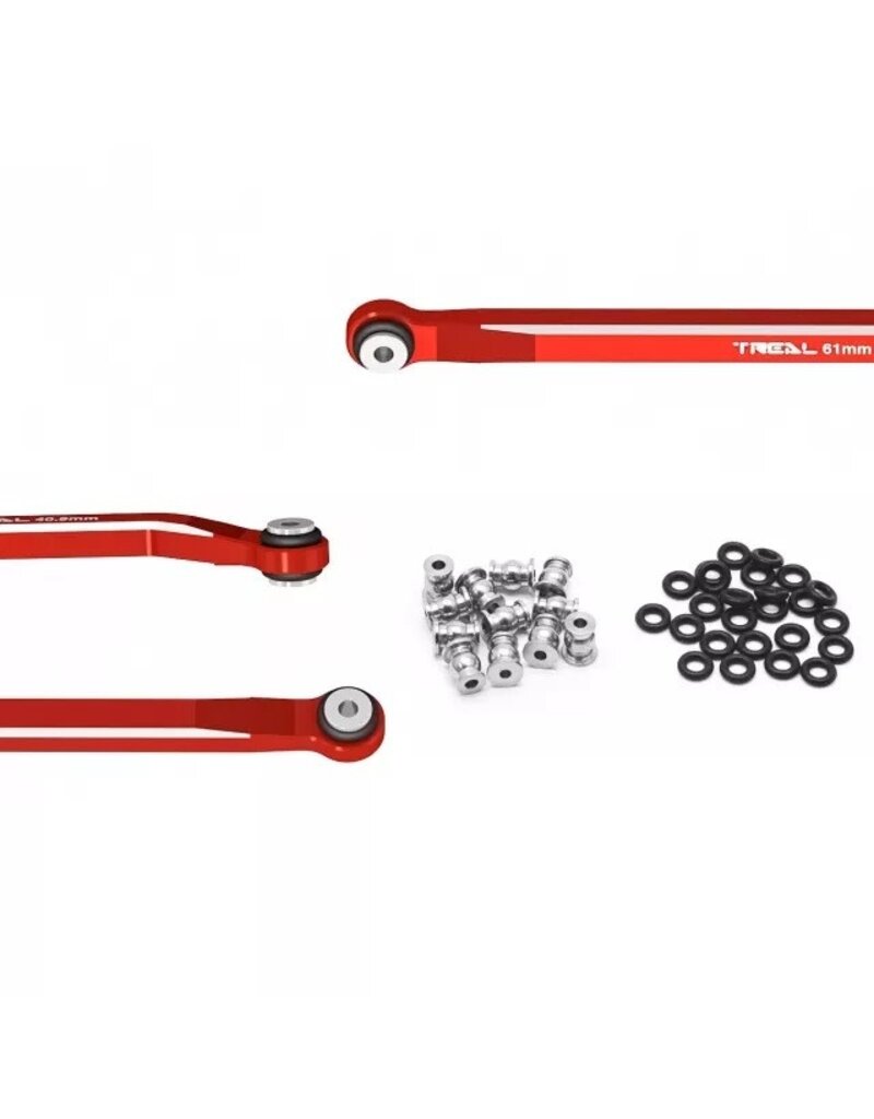 TREAL TRLX003AGWO5V SCX24 HIGH CLEARENCE LINKS FOR DEADBOLT BETTY 4 LINK DESIGN RED